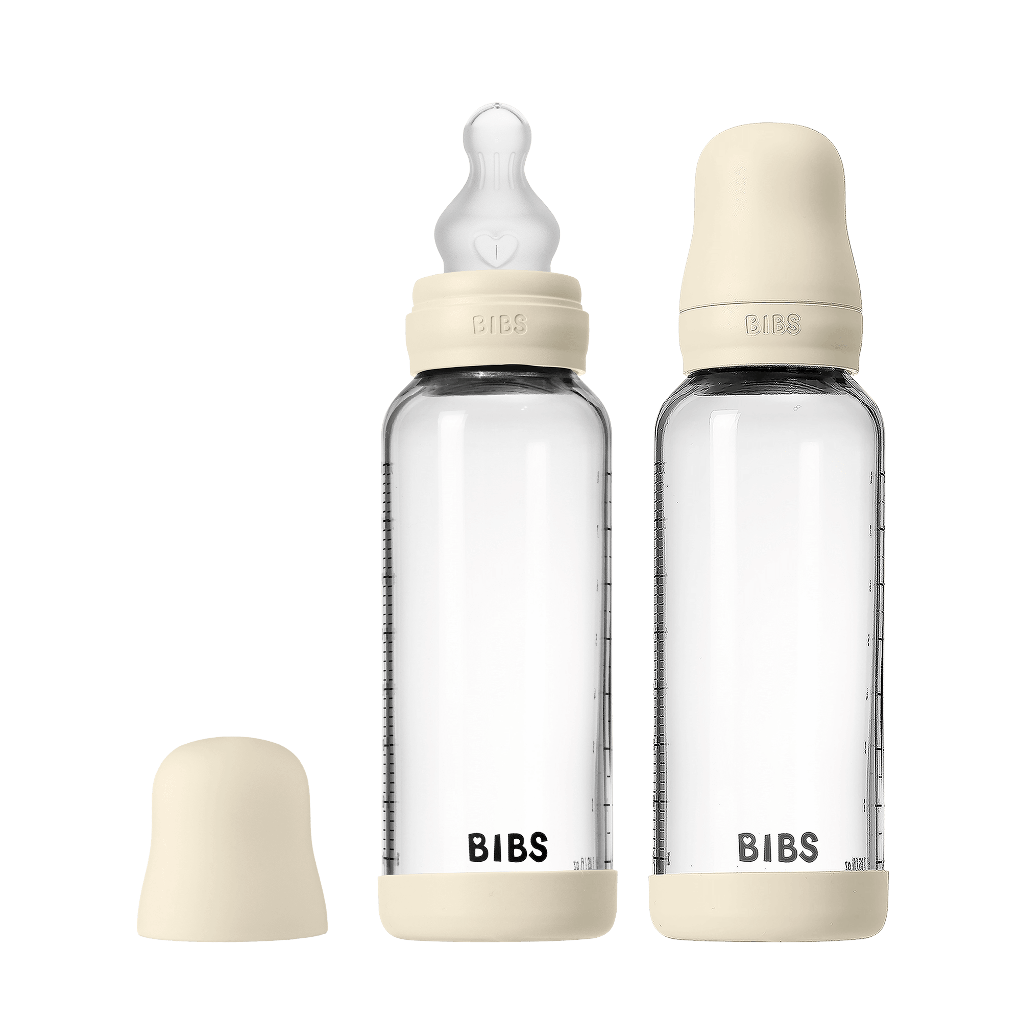 BIBS – Glass Baby Bottle Round Silicone Medium Flow – Ivory – 240 ml (2 pack) v:7798470 BIBS – Glass Baby Bottle Round Silicone Medium Flow – Ivory – 240 ml (2 pack) v:7798470