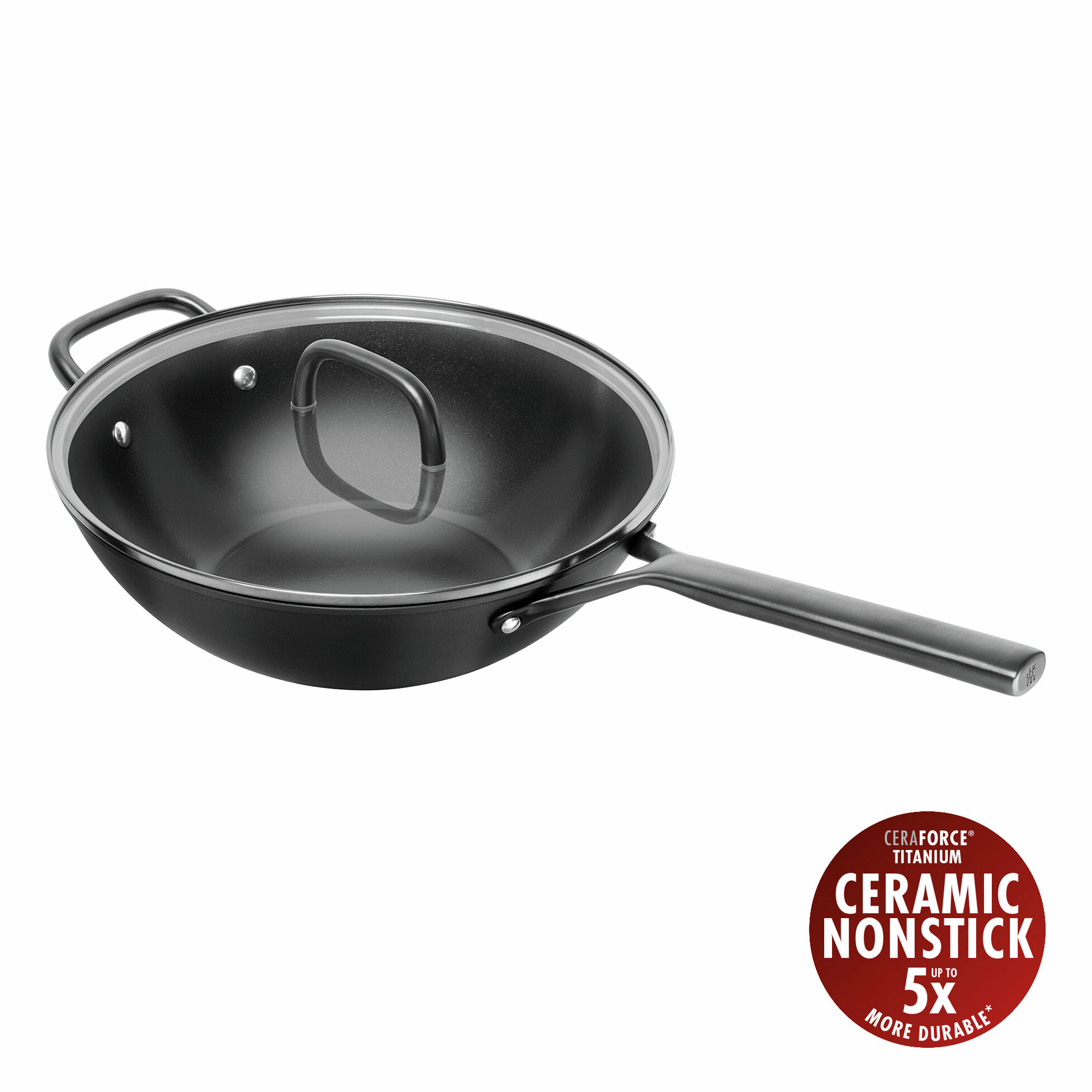Zwilling - Milano Wok with glass lid - Sort - 30 cm - Gratis frakt v:7822306