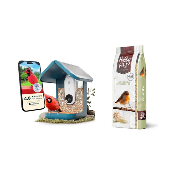 BirdBuddy – Smart Bird Feeder 2.0 Blue with Solar Panel + Hobby First – No mess wildlife 15 kg (Bundle) – Gratis frakt v:3384701 BirdBuddy – Smart Bird Feeder 2.0 Blue with Solar Panel + Hobby First – No mess wildlife 15 kg (Bundle) – Gratis frakt v:3384701