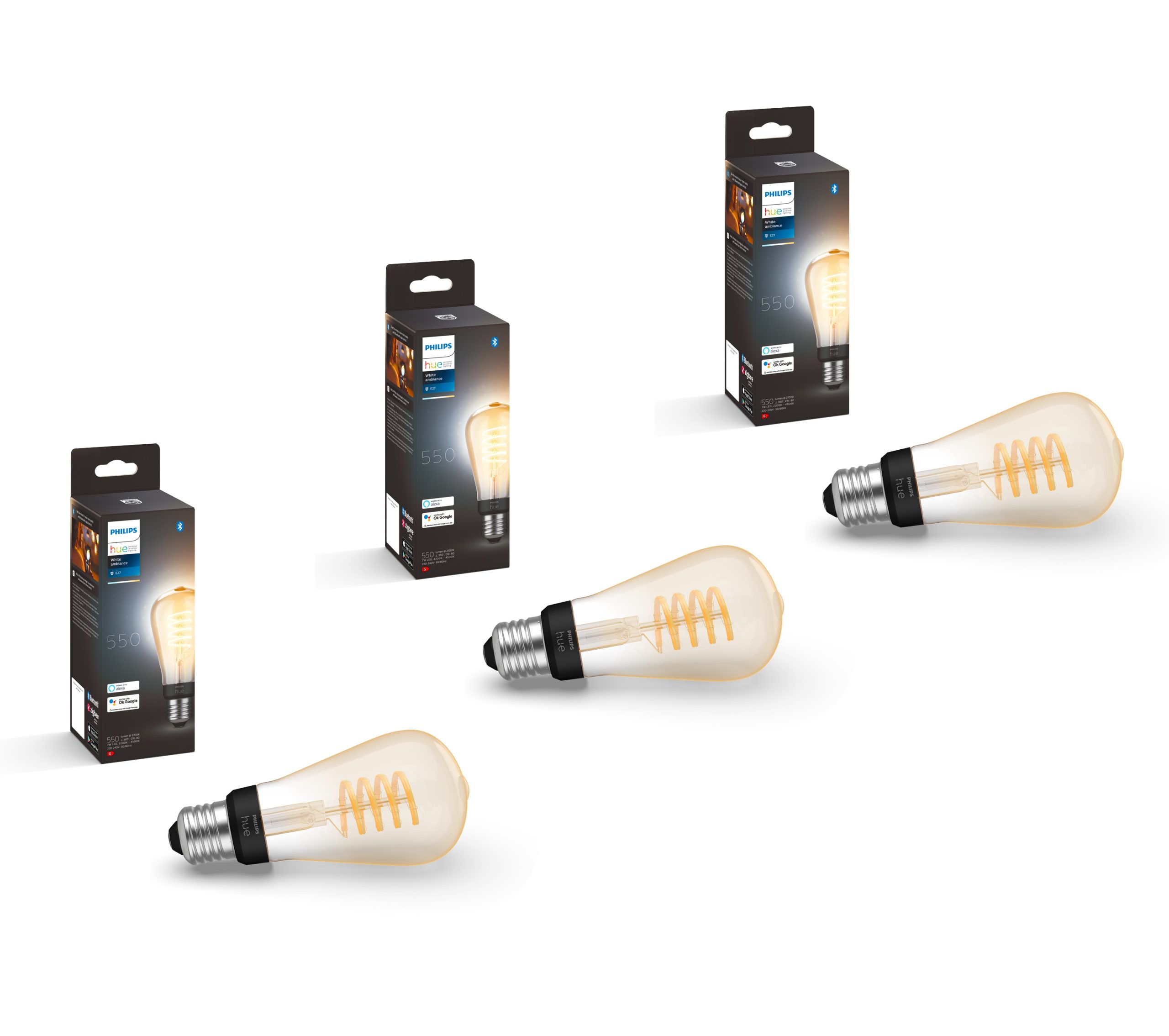 Philips Hue - 3x E27 Filament ST64 - White Ambiance - Pakke - Gratis frakt v:5855148