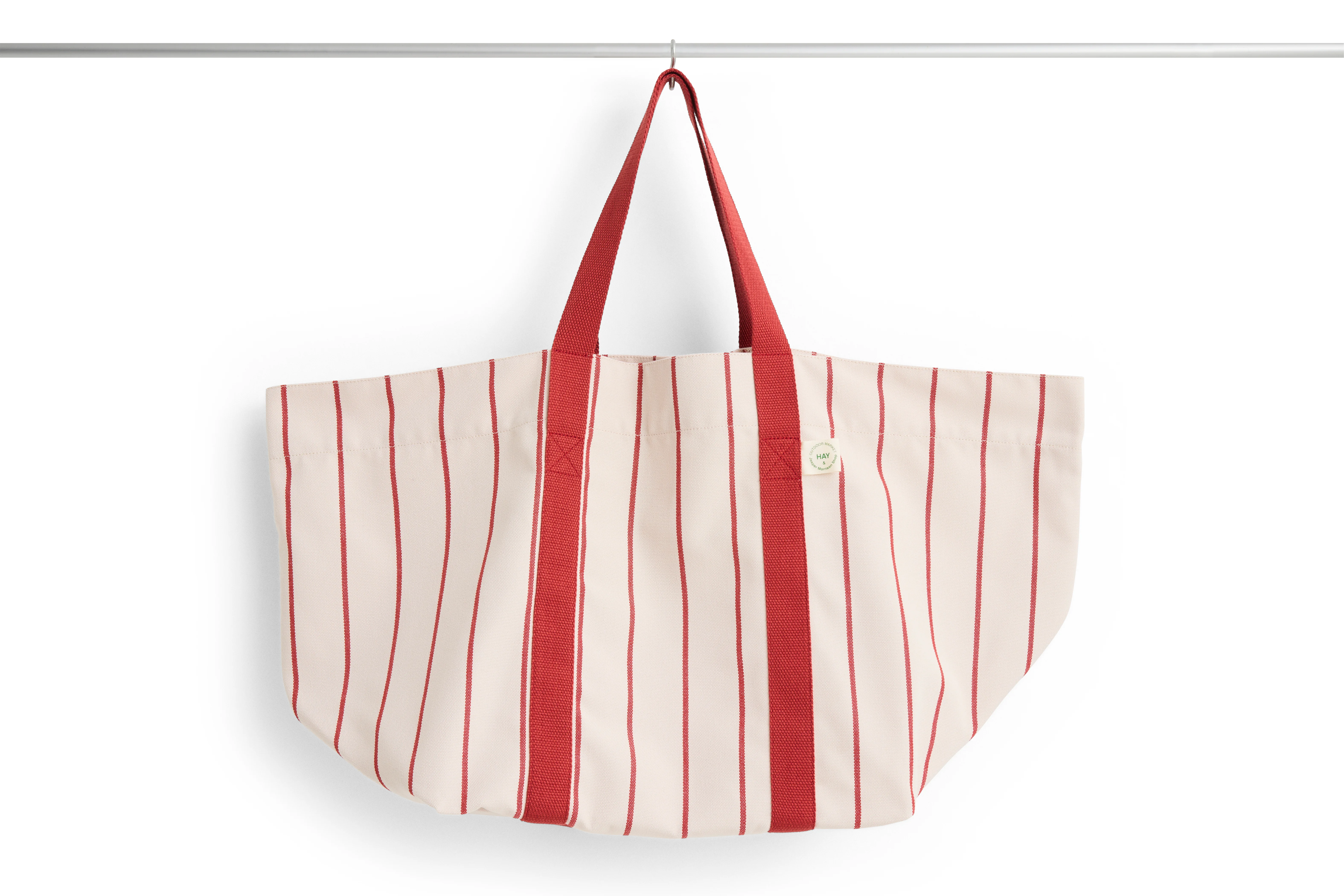 HAY - Outdoor Market Picnic Bag - Medium - Beige med Rød Stripe - Beige & Red - Gratis frakt v:9912843