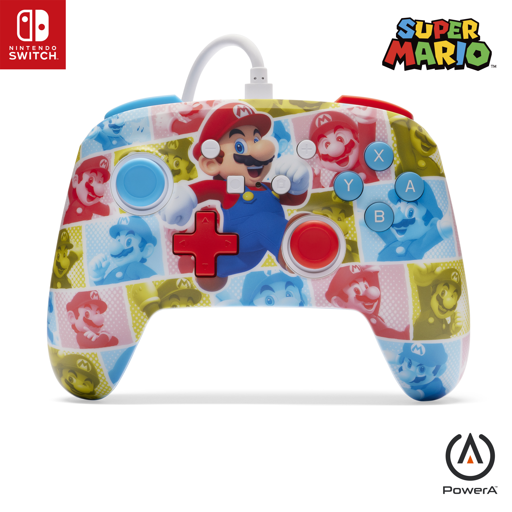 PowerA Enhanced Wired Controller - Mario Hero Reel/ Nintendo Switch - Nintendo Switch - Mario Hero Reel - Engelsk - Standard v:3028617
