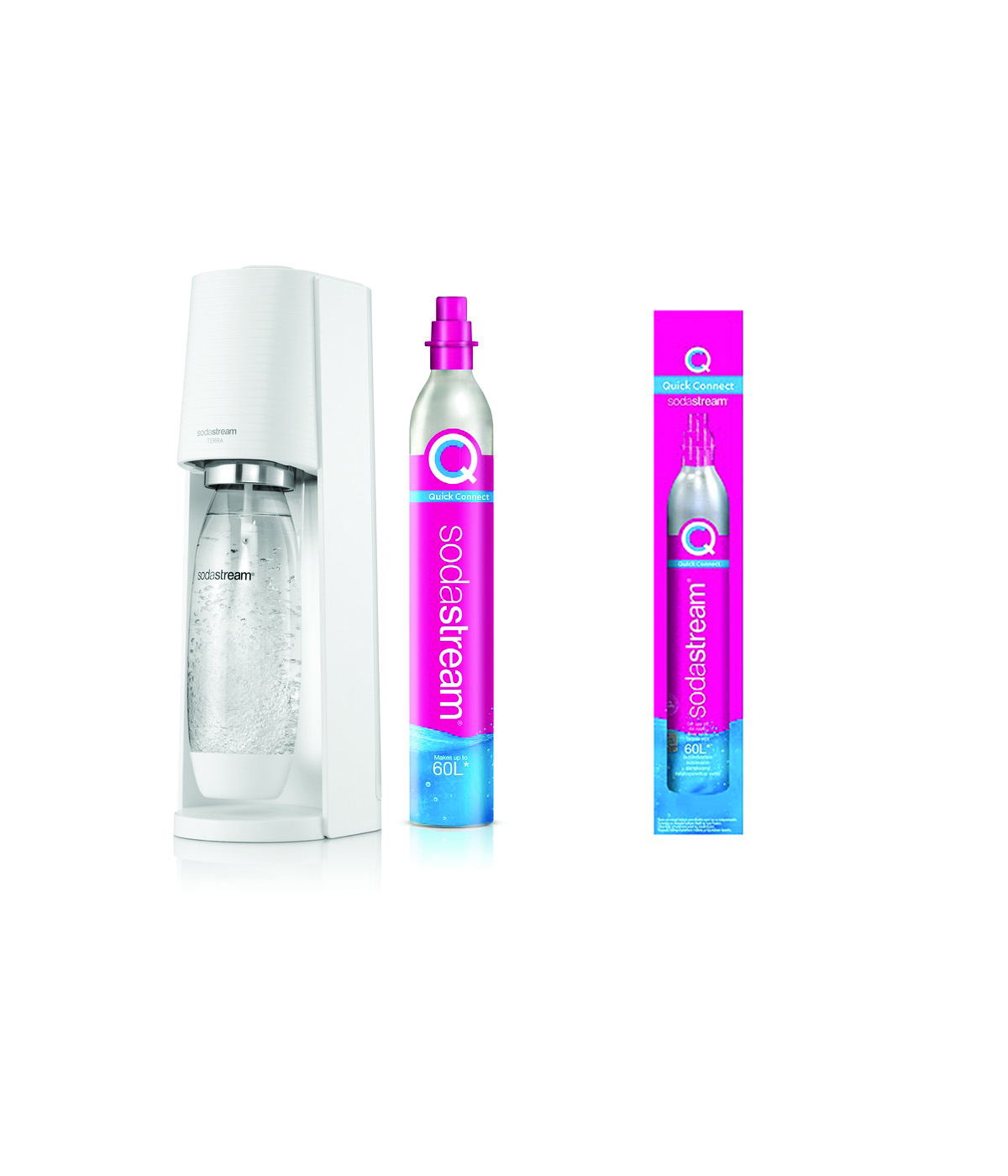 Sodastream – Terra – White + 1 CQC Extra Cylinder – Bundle – Gratis frakt v:6574167