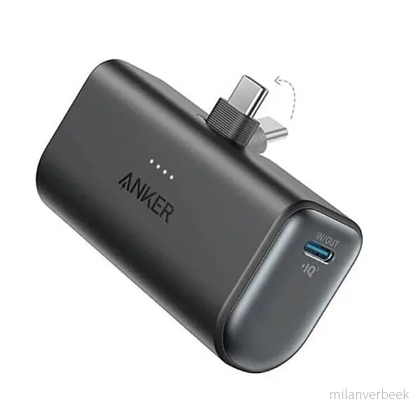 Anker – Nano Powerbank (22.5W, Innebygd USB-C Kontakt) – Svart v:9165830 Anker – Nano Powerbank (22.5W, Innebygd USB-C Kontakt) – Svart v:9165830