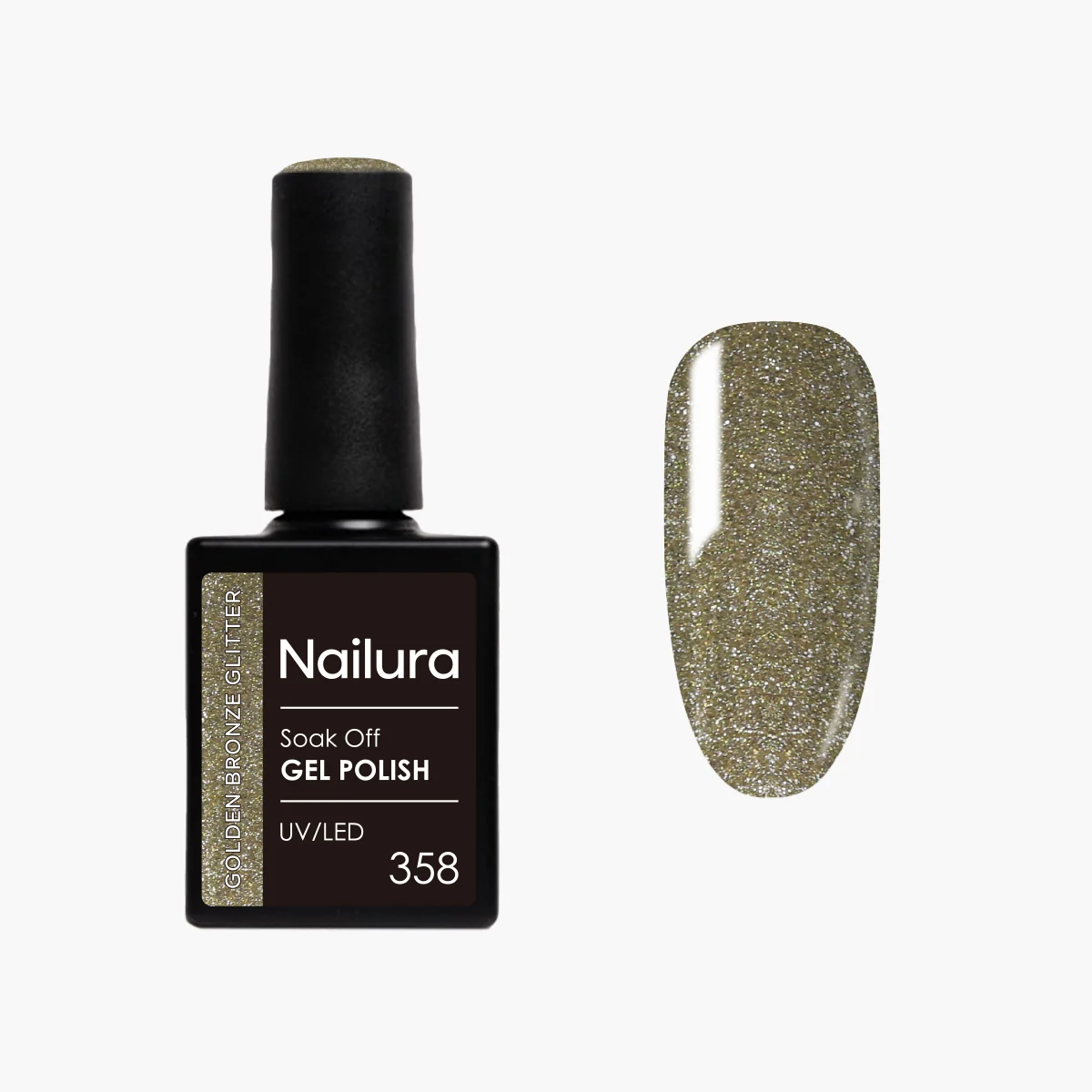 Nailura - Gel Polish 358 - Golden Bronze Glitter - 10 ml - Golden Bronze Glitter v:8879221