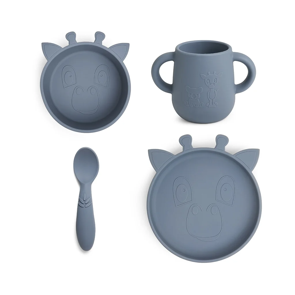 Nuuroo - Lykke silicone dinner set - 4 pack - Bering Sea - Bering Sea v:2256621