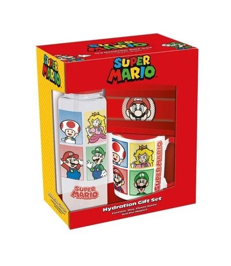 SUPER MARIO (4 COLOUR) GIFT SET (PLASTIC BOTTLE, MUG & MAGNET) V2 v:9957678
