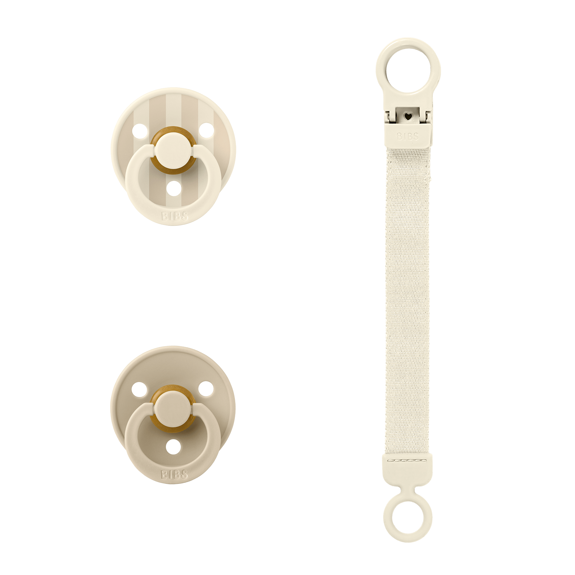 BIBS – Colour Pacifier & Loop Clip Gift Set – Ivory – Size 1 v:7850822