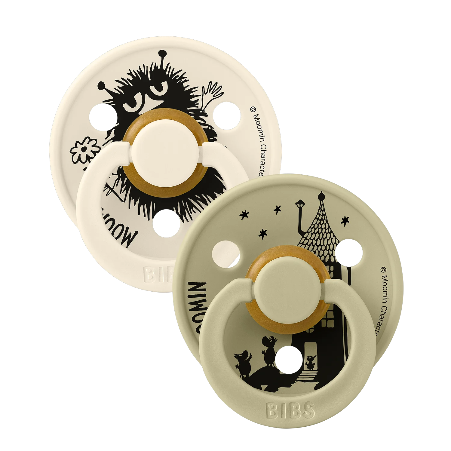 BIBS – BIBS x Moomins Pacifier Colour Stinky – Ivory/Khaki – Size 1 v:1256404