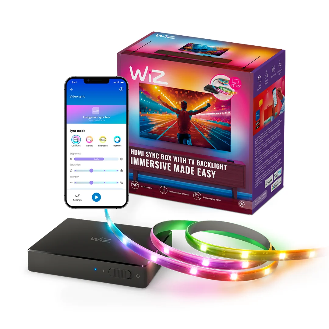 WiZ Sync Box Startpakke – Smart lysopplevelse for 75"–85" TV – Gratis frakt v:1388799