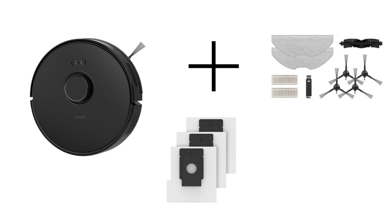 Hombli - Smart Robot Vacuum - Bundle med tilbehørssett og støvposesett - Gratis frakt v:8722421