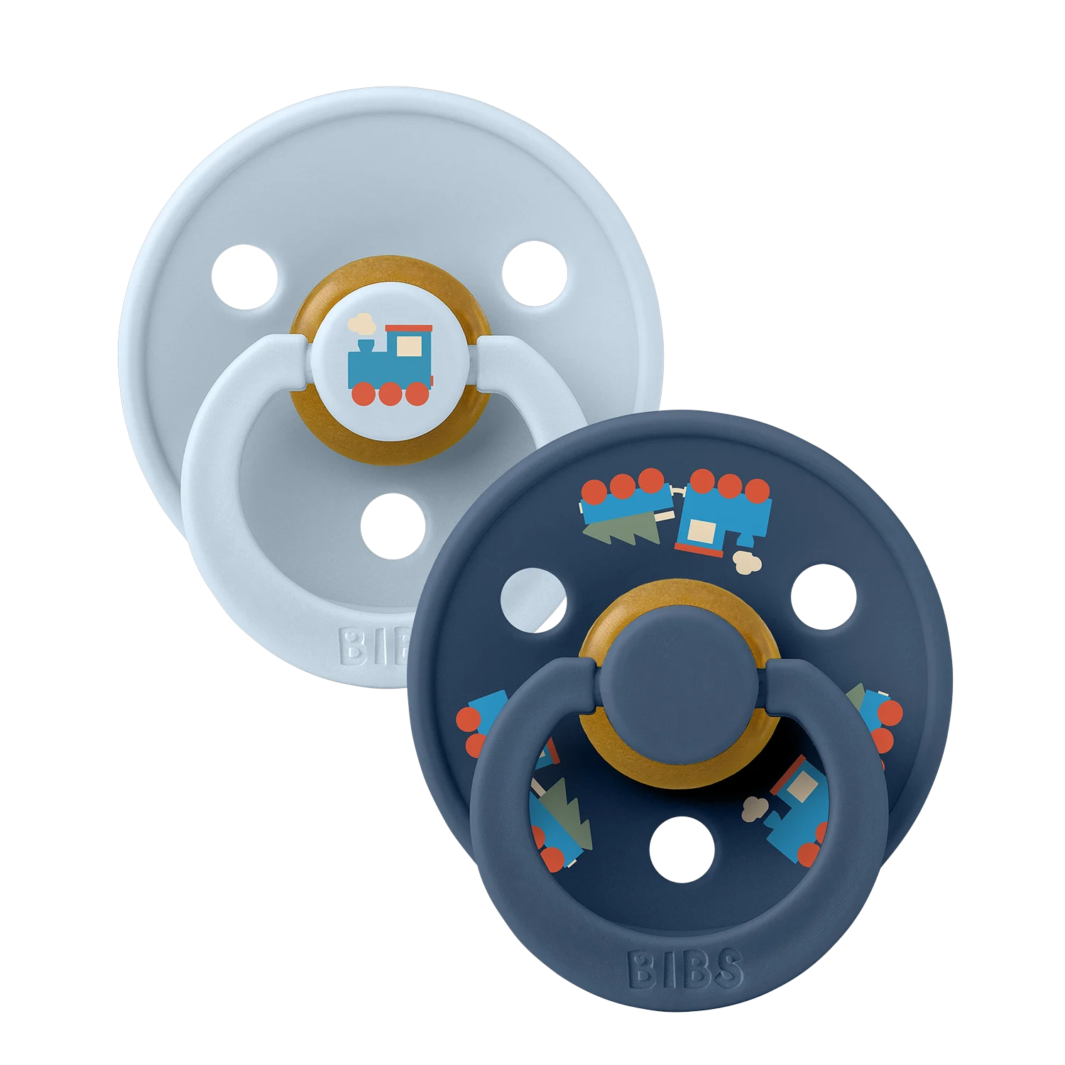 BIBS - Pacifier Colour Holiday Train 2 PACK - Baby Blue/Steel Blue - Size 2 v:9914322