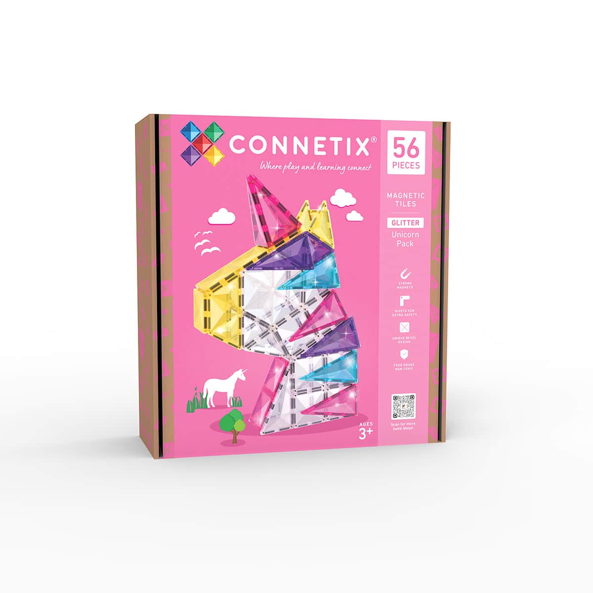 Connetix – Glitter Unicorn Pack – 56pc (CT-G-00056-GU) – Gratis frakt v:5446773
