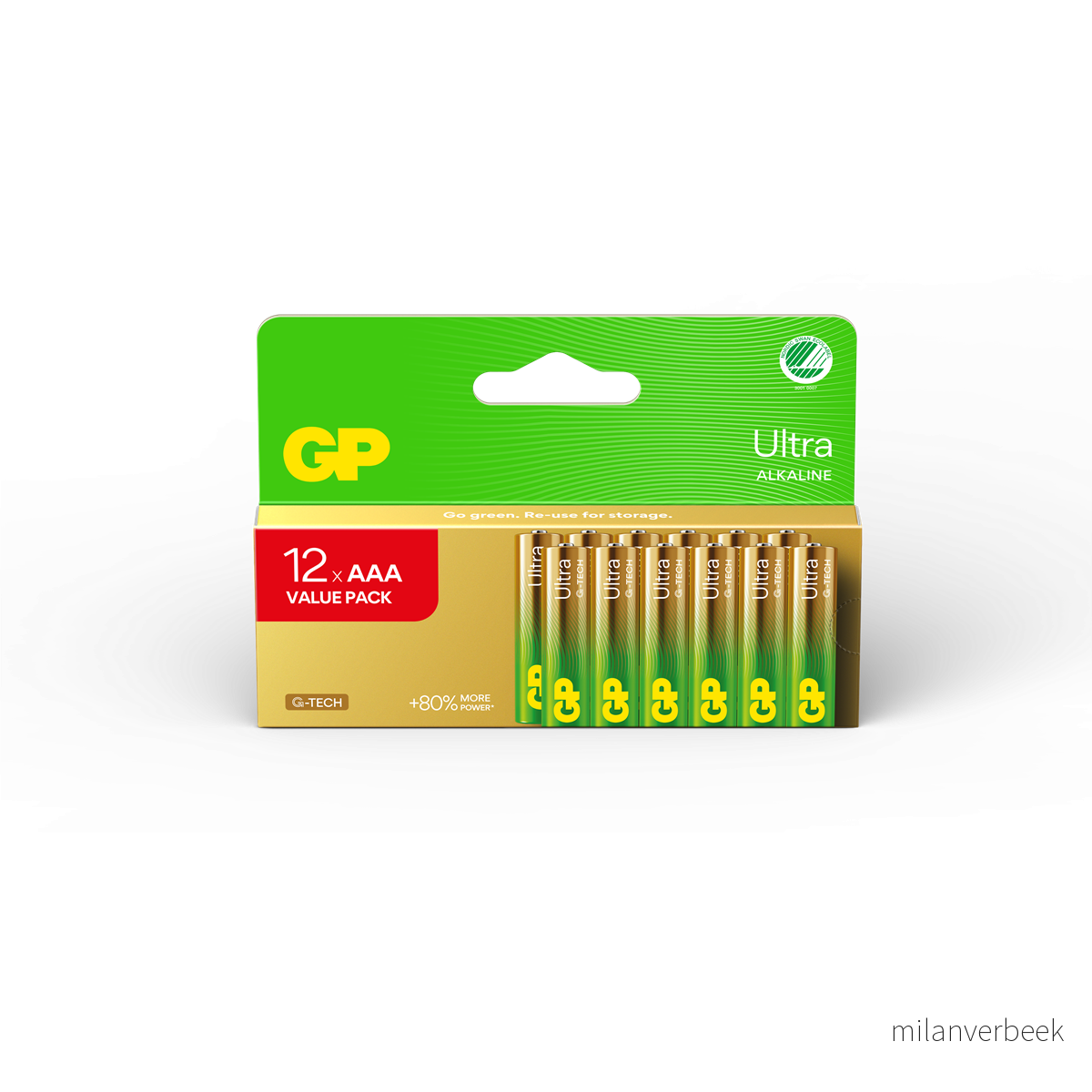 GP – Ultra Alkaline Battery, Size AAA, 24AU/LR03, 1.5V (12-pack) v:9571672