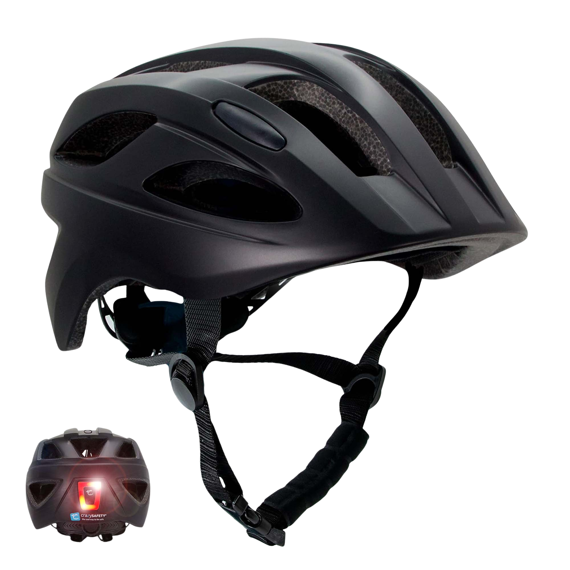 Crazy Safety – Black S.W.A.T Bicycle helmet for kids 6-12 years with USB rechargeable built-in red LED light – Black – M (54-58cm) (CS200201) – Gratis frakt v:7998752