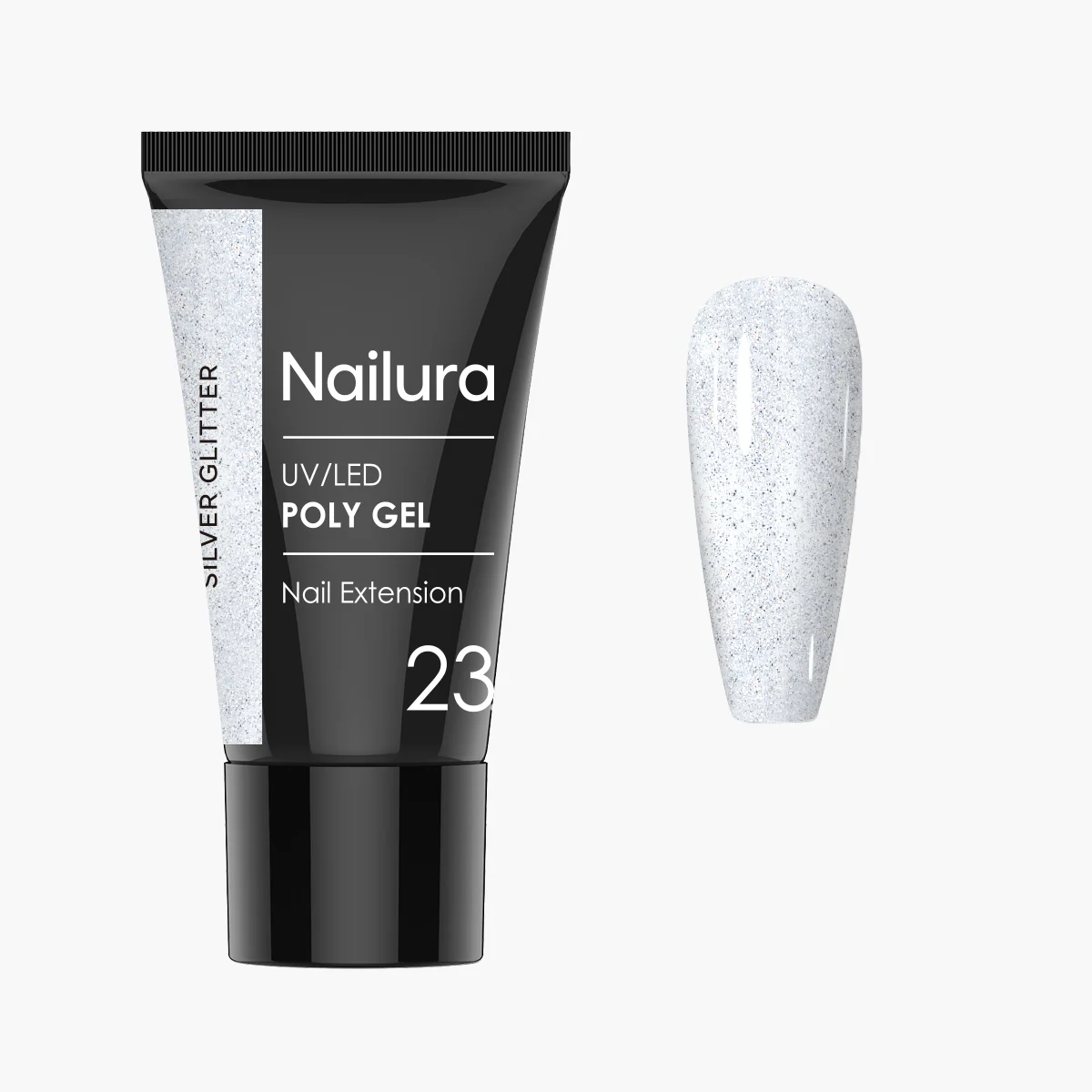 Nailura - Poly Gel 23 - Silver Glitter - 30 ml - Silver Glitter v:8279780