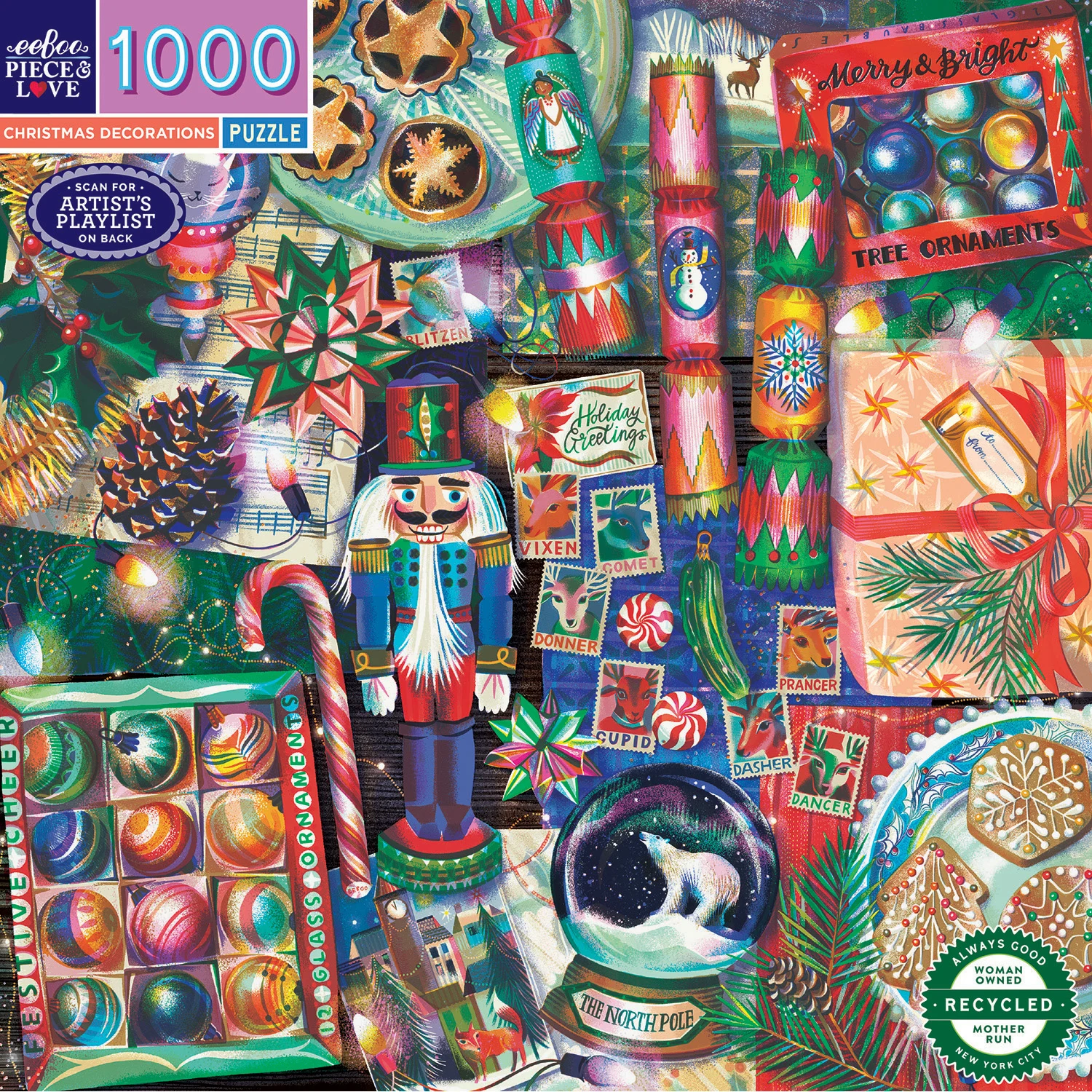 Eeboo - Puzzle 1000 pcs - Christmas Decoration (EPZTCDR) v:5306602