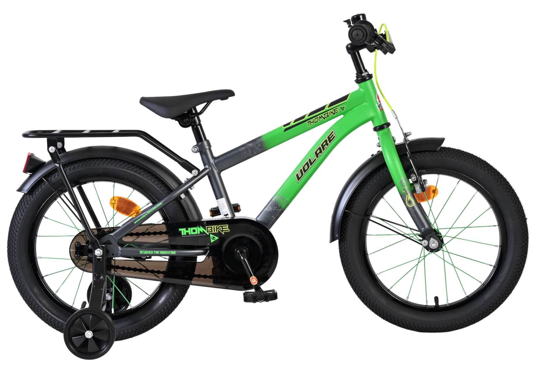 Volare - Children's Bicycle 16" - Thombike Green/Grey (61659) - Gratis frakt v:8154774