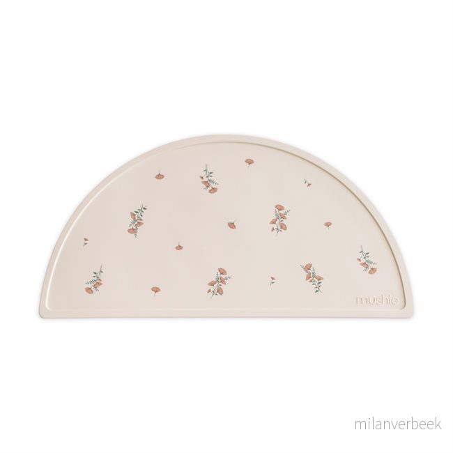 Mushie - Silicone Mat - Pink Flowers - 48 x 23 cm v:7141219