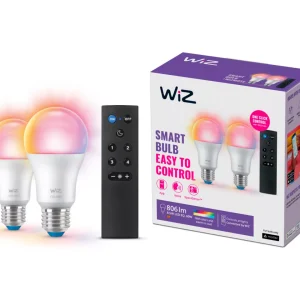 WiZ LED A60 E27 60W Color (2-pakning) – Smart WiFi Pærer med Fjernkontroll v:4979182 WiZ LED A60 E27 60W Color (2-pakning) – Smart WiFi Pærer med Fjernkontroll v:4979182