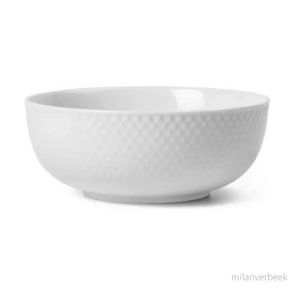 Lyngby Porcelæn – Rhombe Hvit Skål – Ø15.5 cm – White – S v:1137769