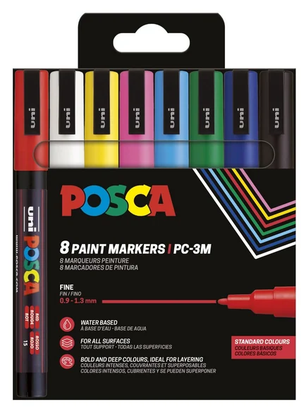Posca - Fine Tip Pen - Basic Colors, 8 pc (401659) v:7226504