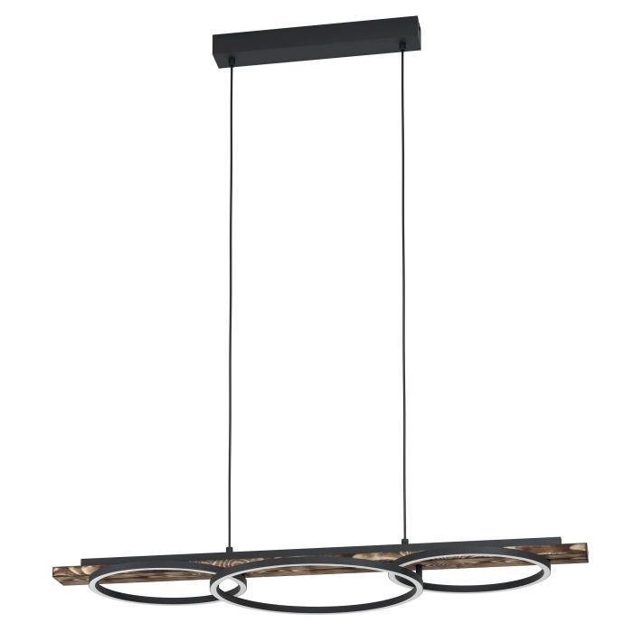 EGLO BOYAL Pendellampe – Rustikk Sort & Naturtre (Dimbart, FSC) – Gratis frakt v:5698741