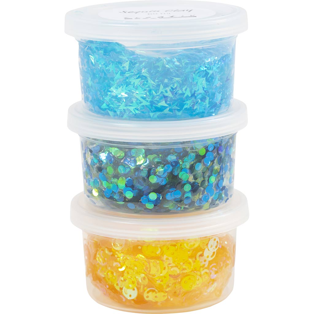 Creativ Company – Sequin Clay, blå/grønn harmoni, 3×60 g/ 1 pk. v:6747776