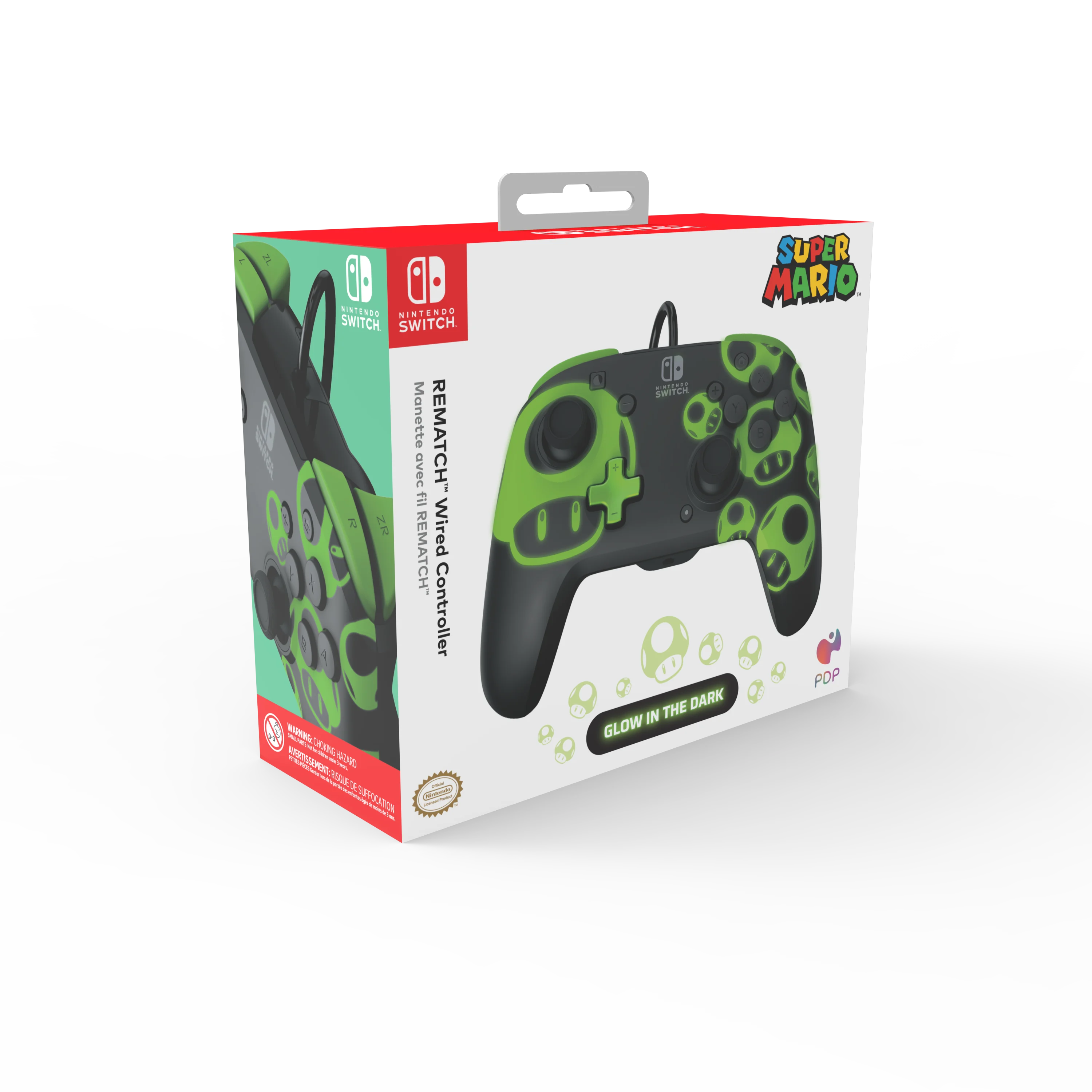PDP Rematch Wired controller – 1Up Glow In The Dark – Nintendo Switch – 1Up Glow In The Dark – Engelsk – Standard v:7477366