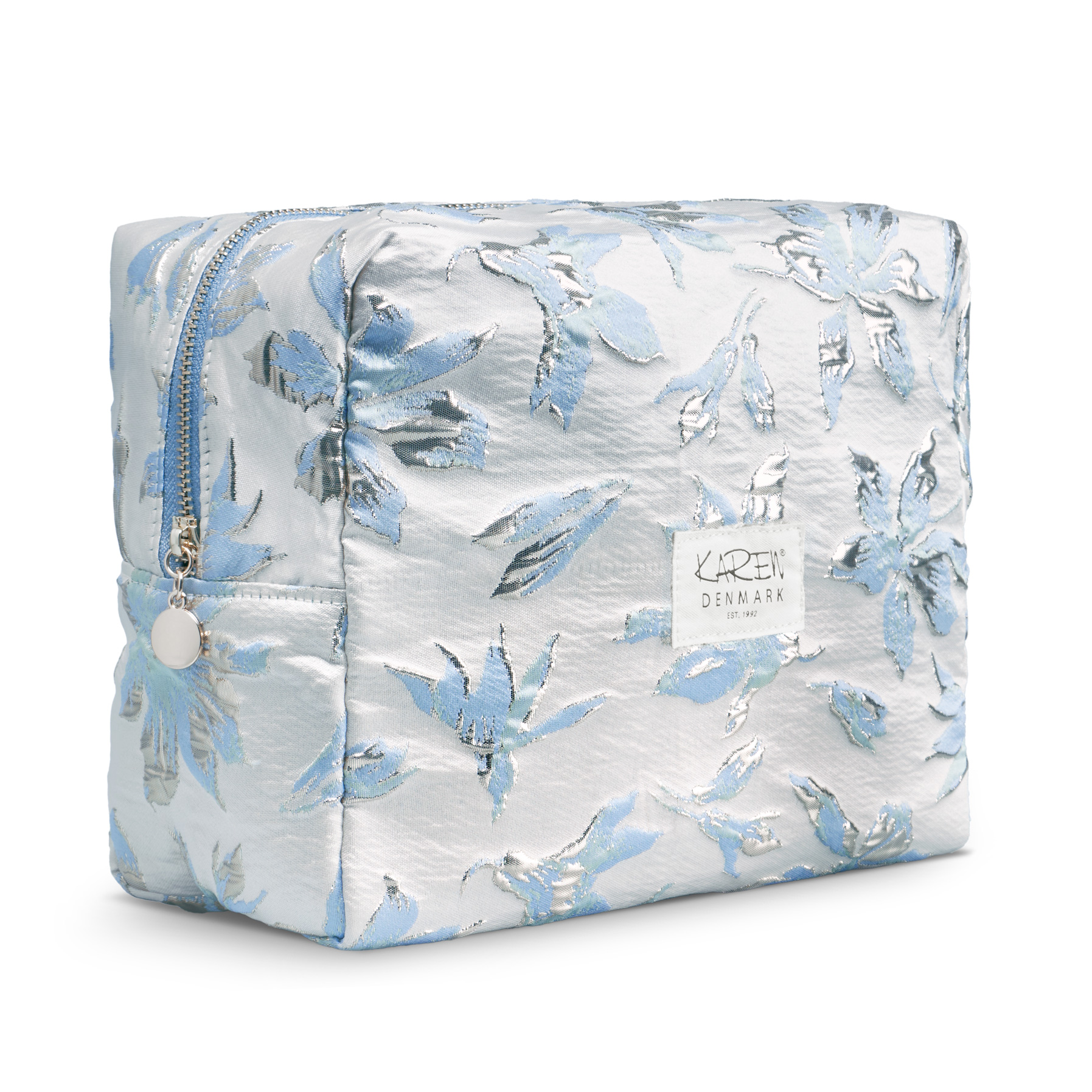 Karen - Toiletry Bag - Blå/hvid brokade v:7570174