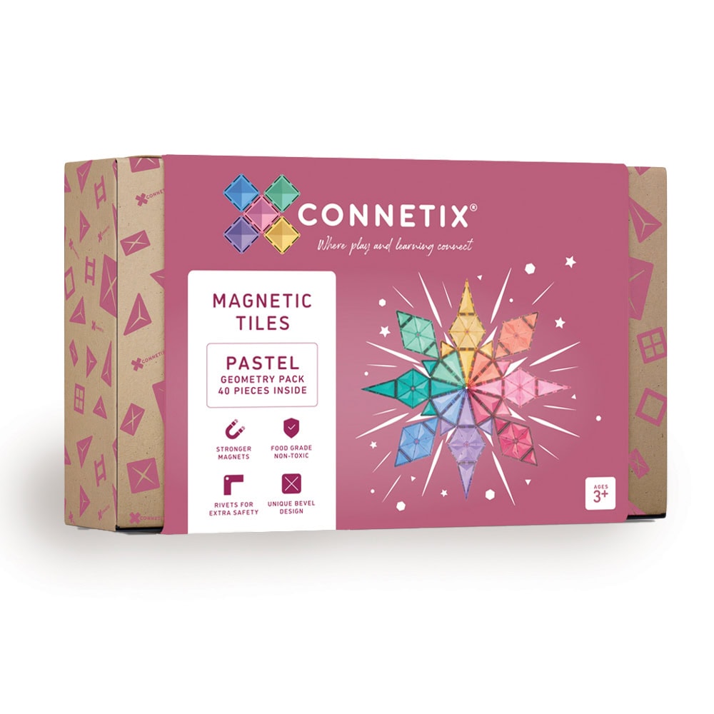 Connetix – Pastel Geometry Pack – 40 Pieces (CT-P-00040-GE) – Gratis frakt v:2752444