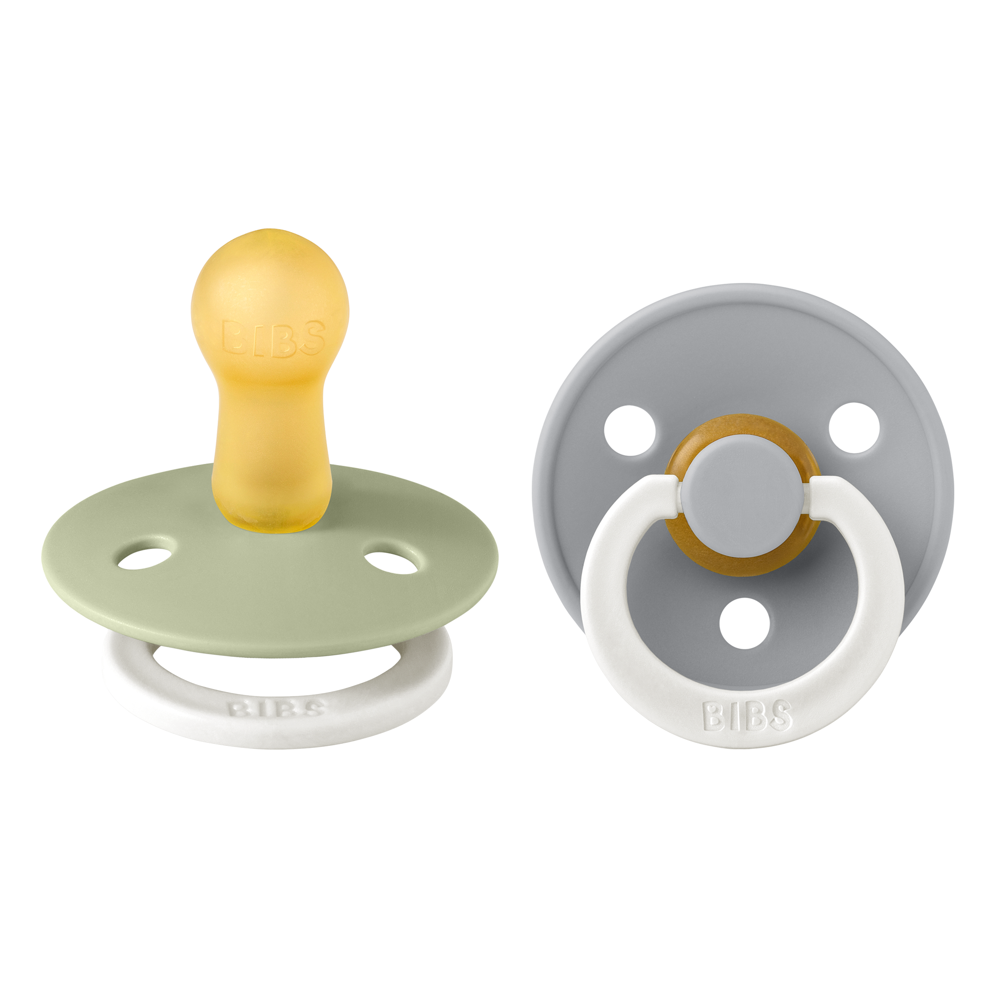 BIBS - Pacifier Colour 2 PACK - Sage GLOW/Cloud GLOW - Size 2 v:5326097