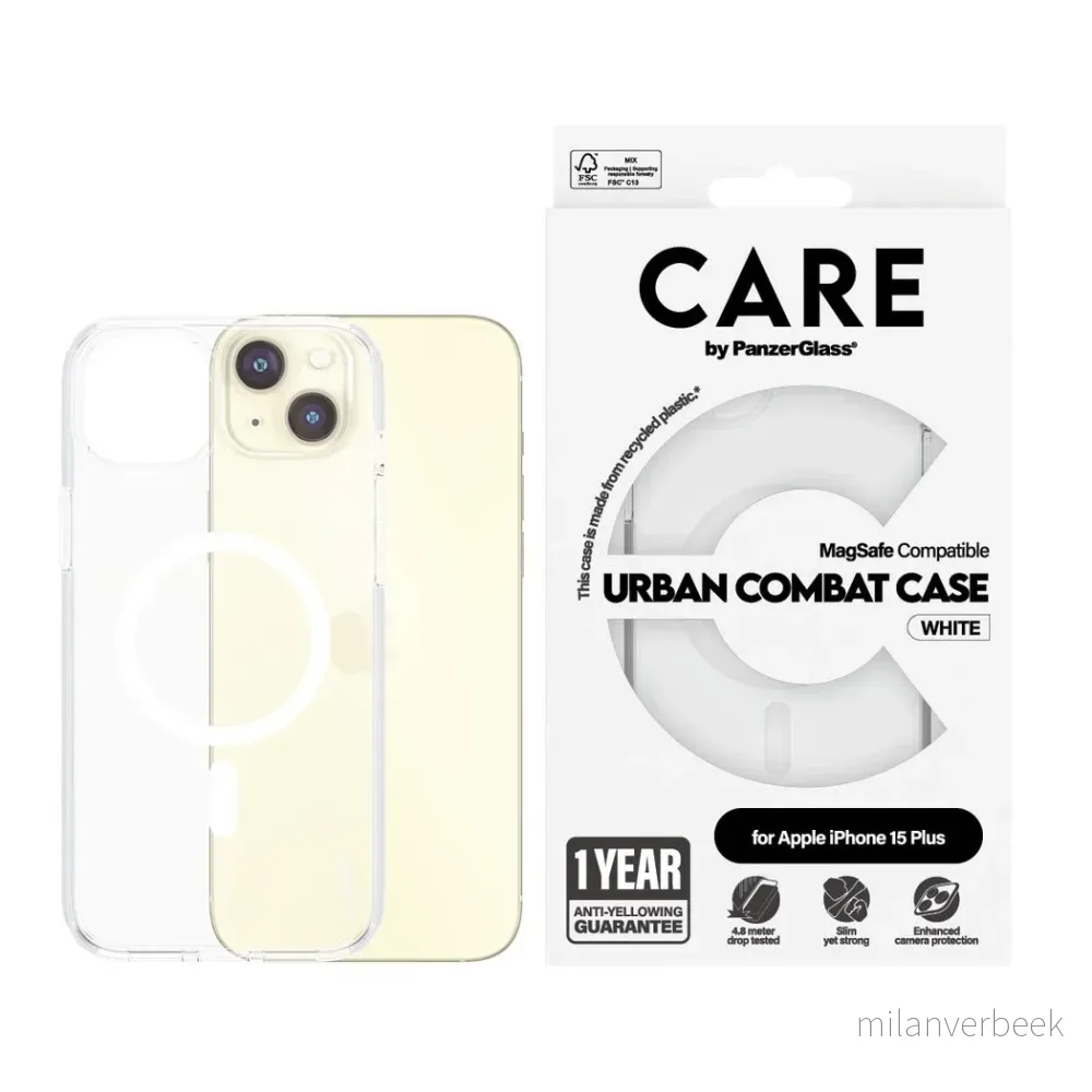 CARE by PanzerGlass - Case Transparent w. White MagSafe - iPhone 15 Plus v:1277289