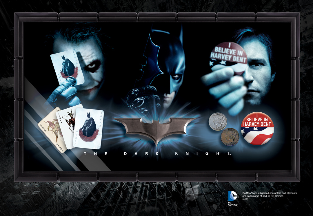 Noble Collection - Batman: The Dark Knight - Batarang, Coin, and Card Prop Set - Gratis frakt v:5253313