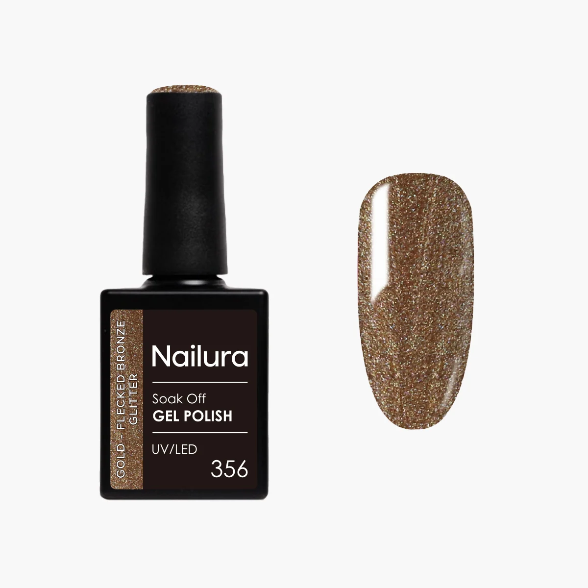 Nailura - Gel Polish 356 - Gold Flecked Bronze Glitter - 10 ml - Gold Flecked Bronze Glitter v:3981050