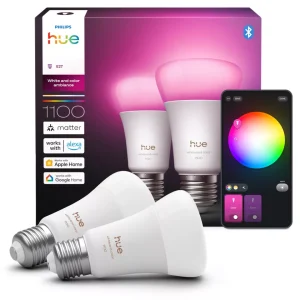 Philips Hue – 2x E27 Color A60 Lyspærer – 1100lm Hvit og Farget Ambiance – Gratis frakt v:1503503 Philips Hue – 2x E27 Color A60 Lyspærer – 1100lm Hvit og Farget Ambiance – Gratis frakt v:1503503