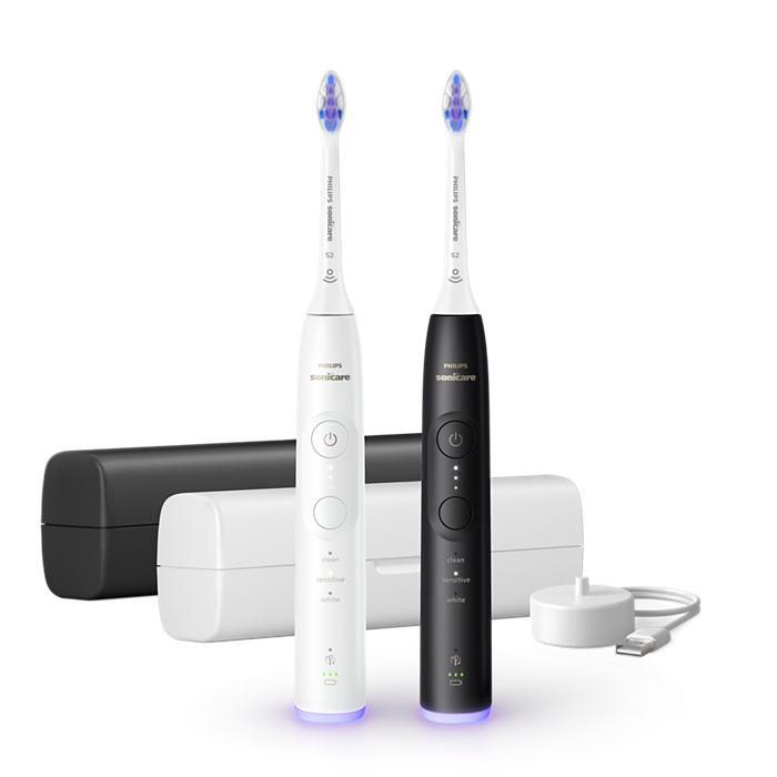 Philips – Sonicare Elektrisk Tannbørste Serie 6500 – 2 stk. Hvit & Svart - Gratis frakt v:2745012