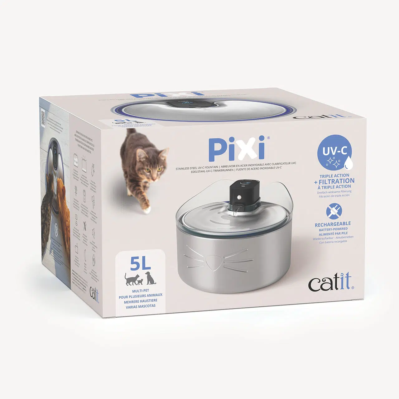 Catit - PIXI Stainless Steel UV-C Drinking Fountain - Gratis frakt v:9105652