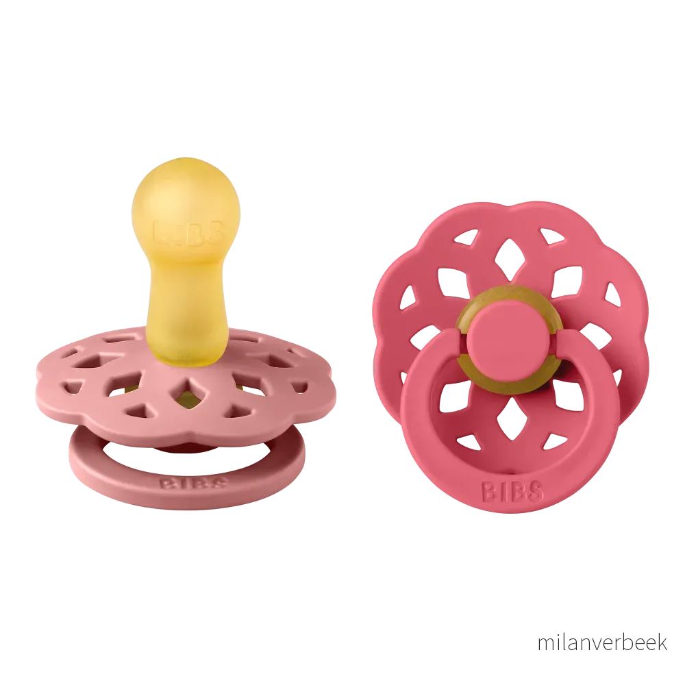 BIBS – Pacifier Boheme 2 PACK – Dusty Pink/Coral – Size 2 v:9509046
