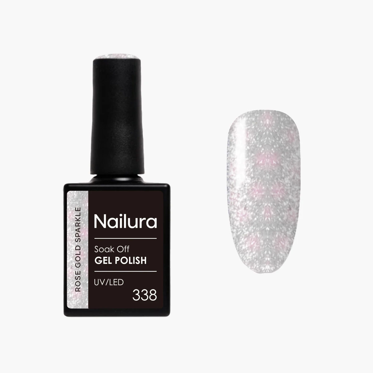 Nailura - Gel Polish 338 - Rose Gold Sparkle - 10 ml - Rose Gold Sparkle v:7078854