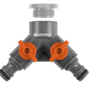 Gardena – 2-way valve – 26.5 mm (G 3/4 inch) and 21 mm (G 1/2 inch) thread – with adapter v:9211233
