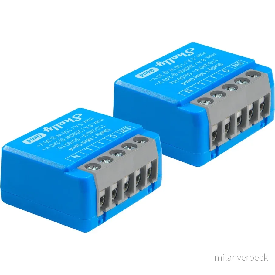 Shelly 1 Mini Gen4 – Kompakt 8A smart relé med tørrkontakt og multi-protokoll tilkobling – 2-pakning v:9571108 Shelly 1 Mini Gen4 – Kompakt 8A smart relé med tørrkontakt og multi-protokoll tilkobling – 2-pakning v:9571108