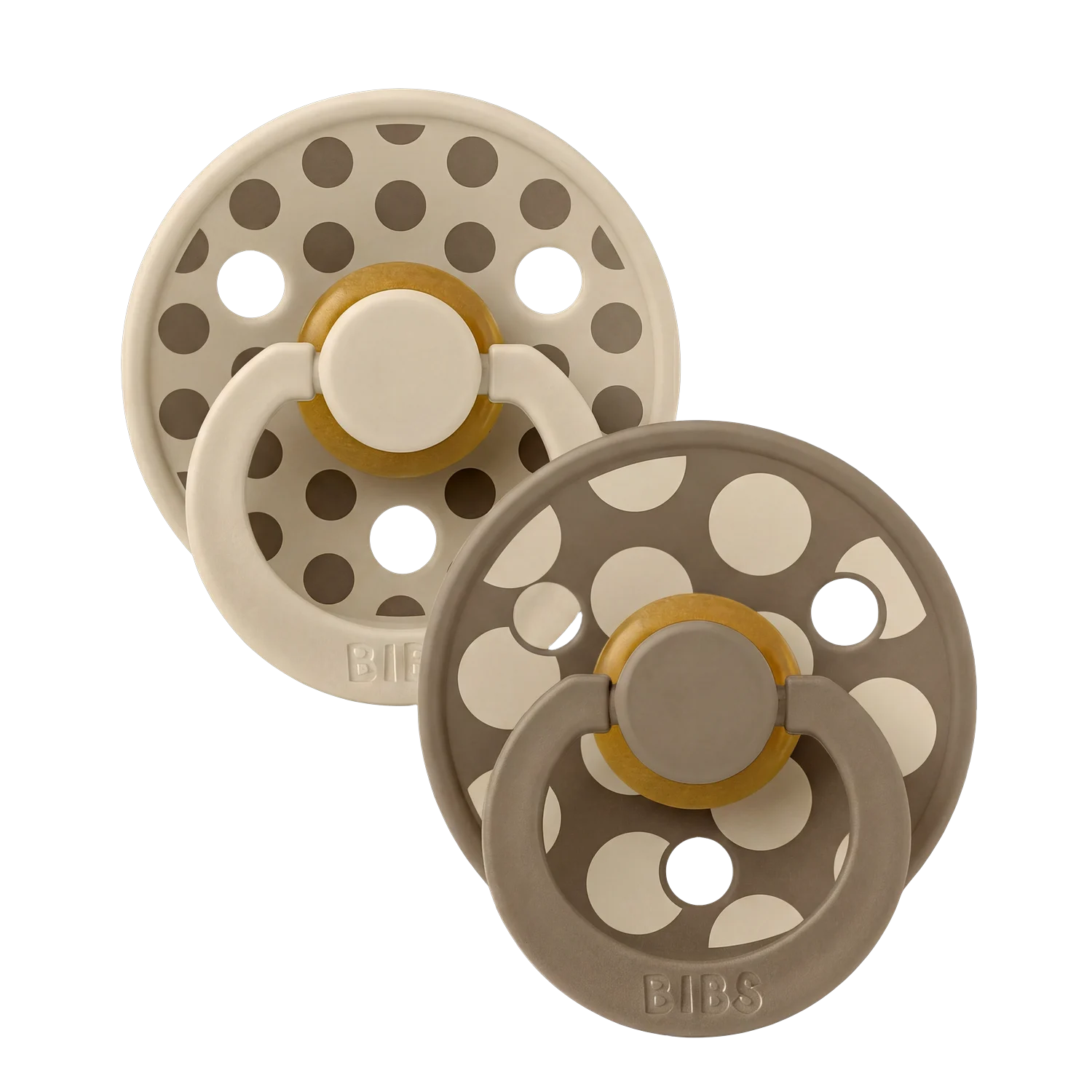 BIBS - Pacifier Studio Colour 2 PACK Polka Mix Latex - Vanilla/Dark Oak - Size 2 v:4432699