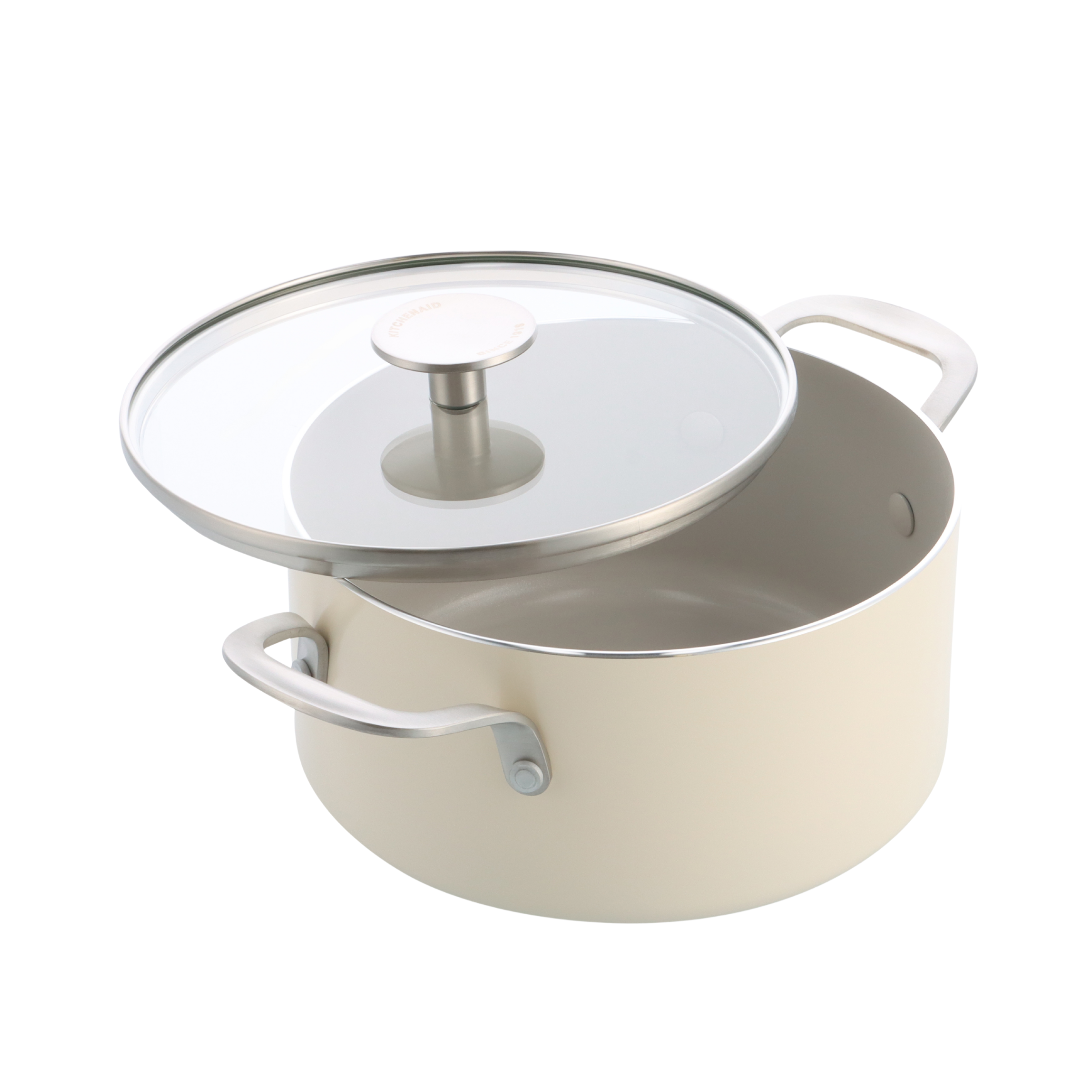 KitchenAid - Coloured Aluminum Casserole with Lid - Almond Cream - 20 cm - Gratis frakt v:4237787