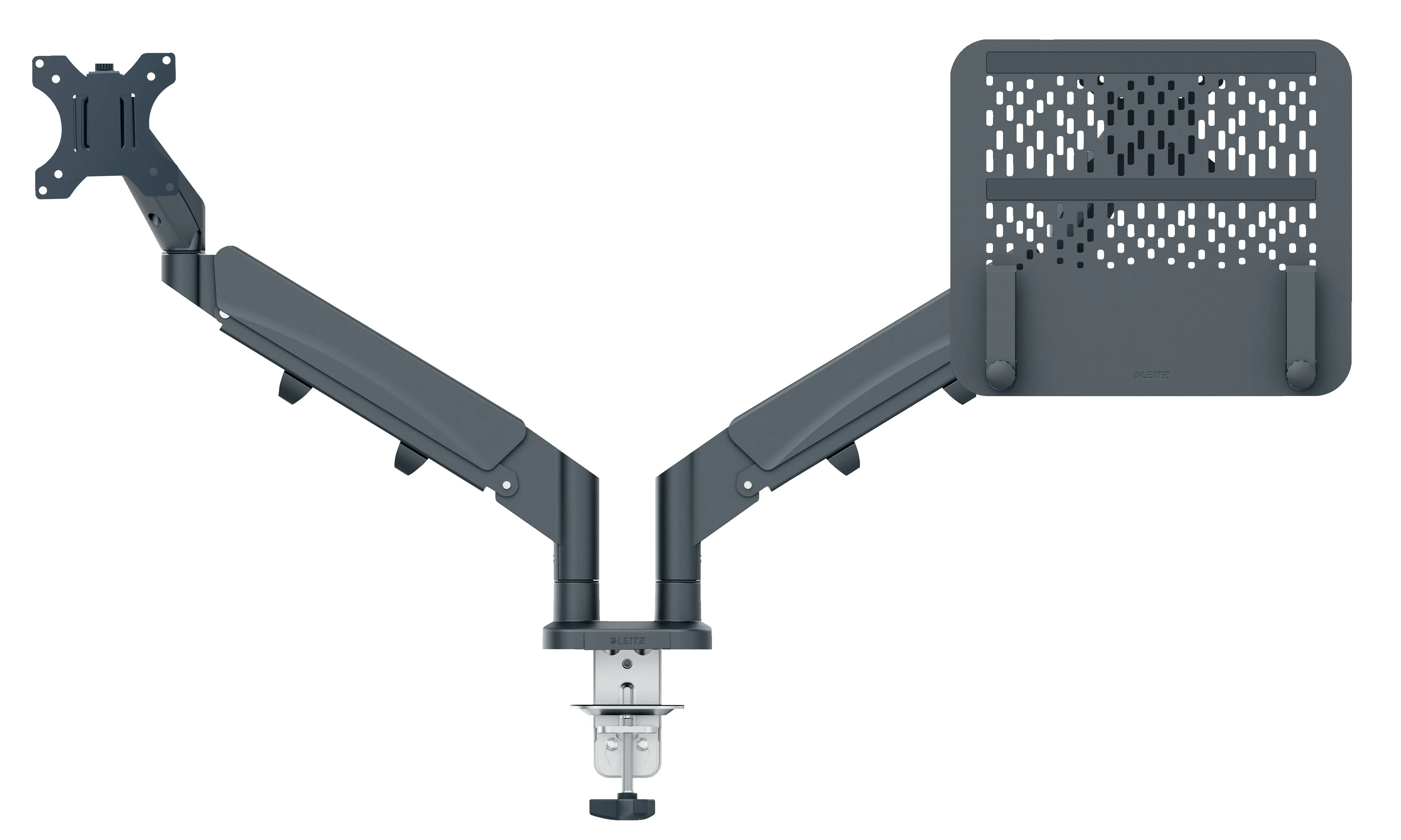Leitz - Ergo Monitor arm space-saving dual with laptop arm - Dark grey - Gratis frakt v:4394672