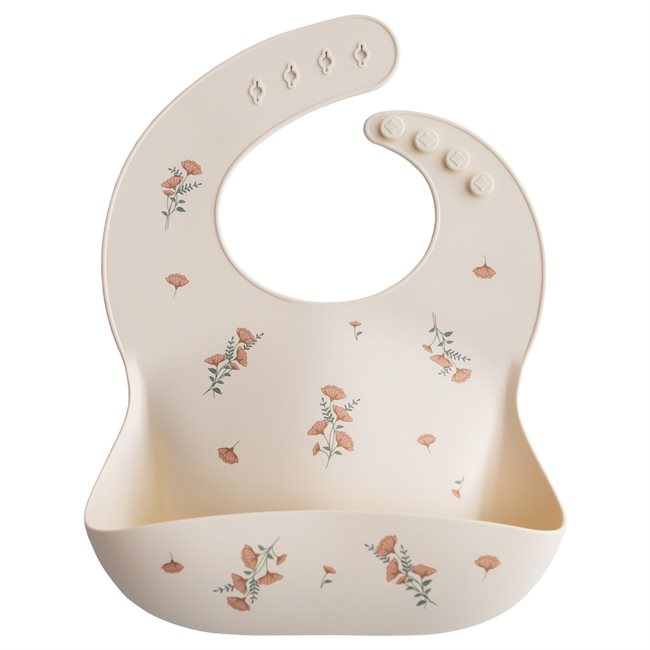 Mushie – Silicone Bib – Pink Flowers v:3913968