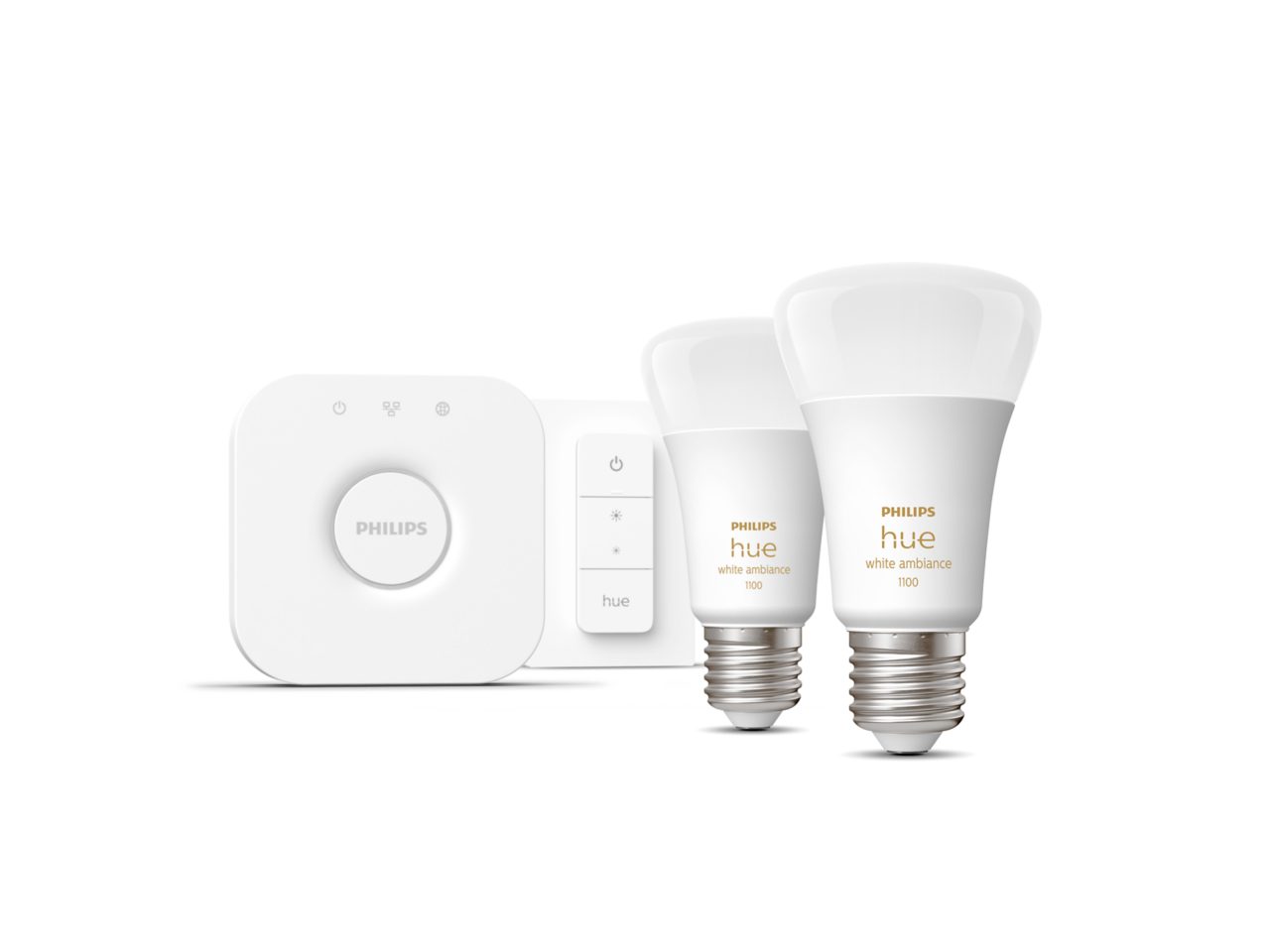 Philips Hue – 2 x E27 Smarte Lyspærer – 8W – White Ambiance – Dimmbar LED med Bryter - Gratis frakt v:5060987