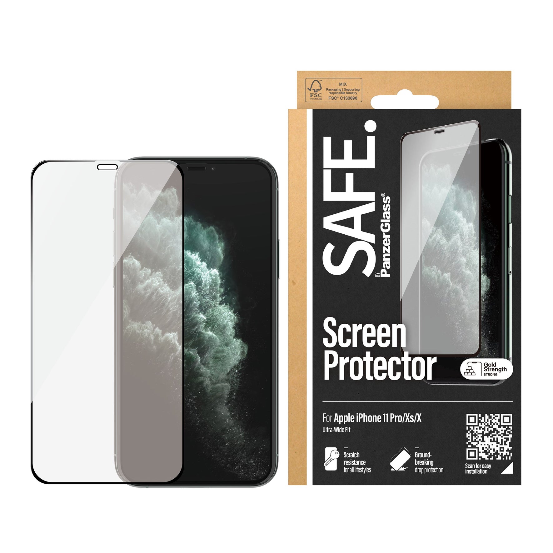 SAFE by PanzerGlass – Screen Protector Apple iPhone X, Xs – 11 Pro – Edge-to-Edge v:4107876 SAFE by PanzerGlass – Screen Protector Apple iPhone X, Xs – 11 Pro – Edge-to-Edge v:4107876