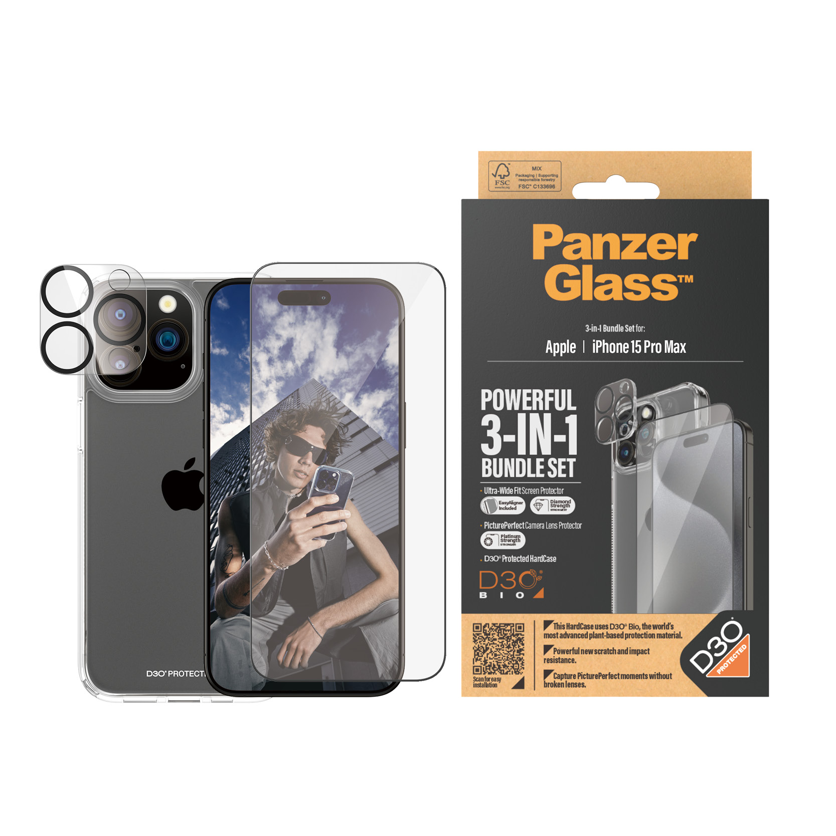 PanzerGlass - 3-i-1 Package iPhone 15 Pro Max v:9196054