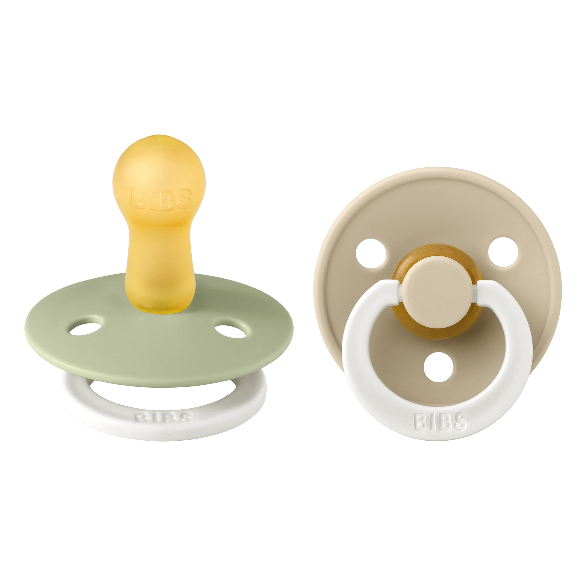 BIBS - Pacifier Colour 2 PACK - Sage GLOW/Vanilla GLOW - Size 2 v:2107123